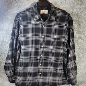 Abercrombie & Fitch Men’s Plaid Button Down Flannel Shirt Black Gray Size XL